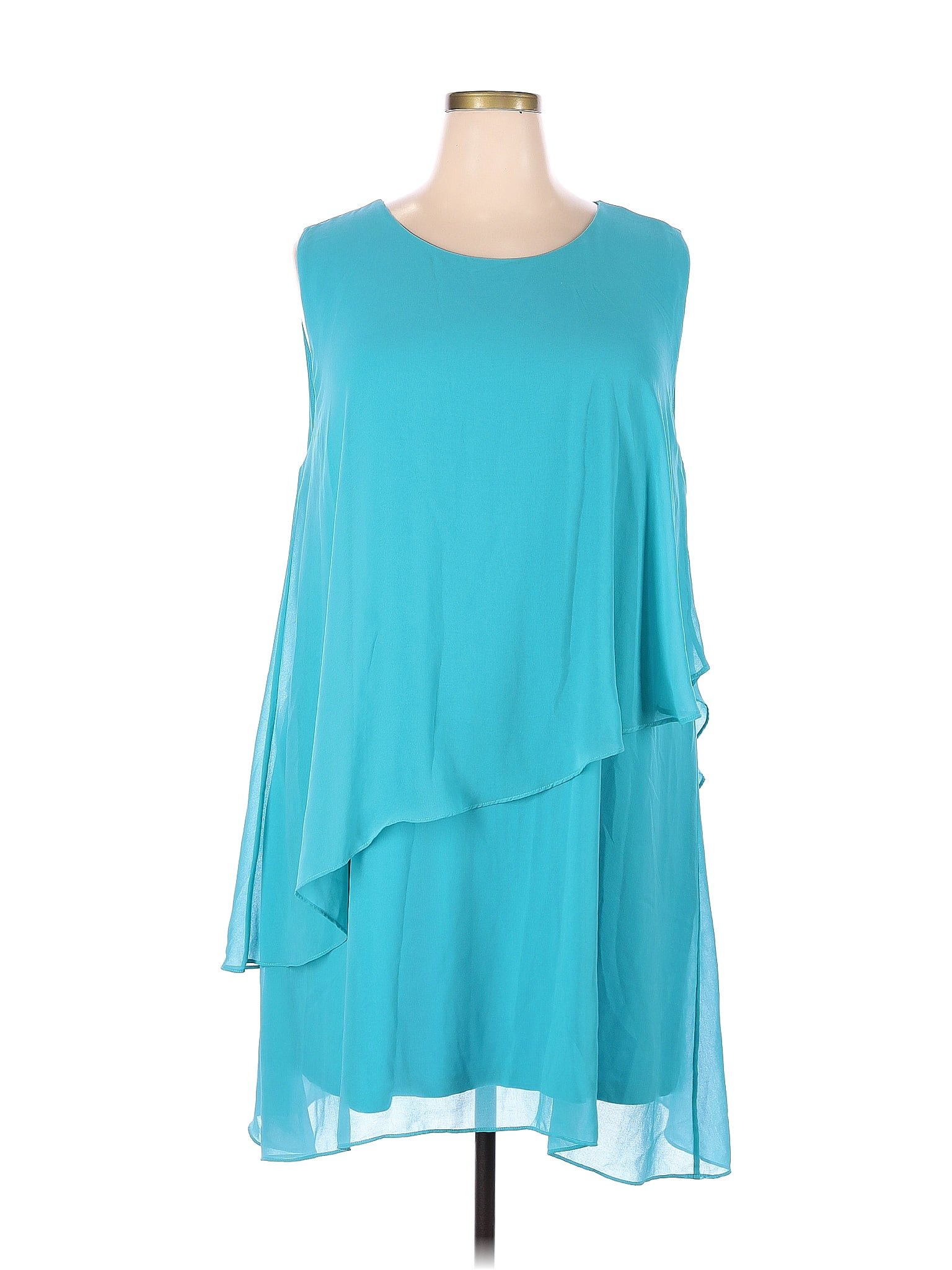 Soft Surroundings 100 Polyester Solid Blue Teal Casual Dress Size 2x