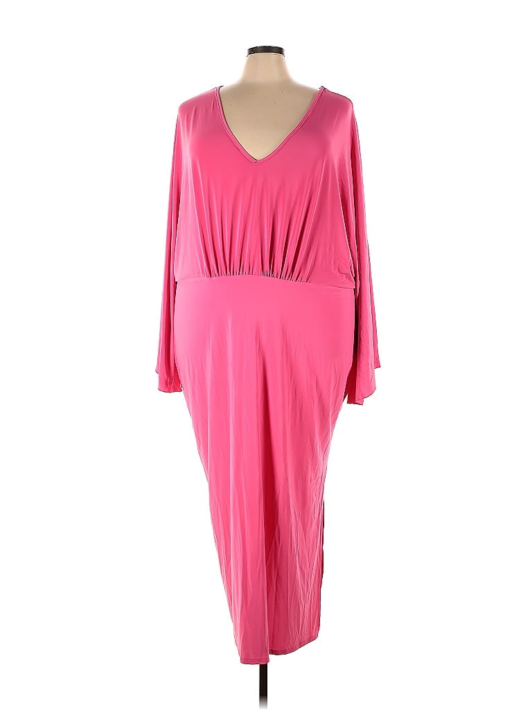 ashley-stewart-100-spandex-solid-pink-casual-dress-size-30-32-plus