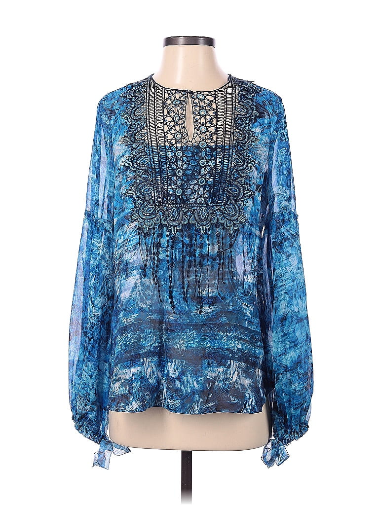 Elie Tahari Tie-dye Blue Long Sleeve Blouse Size S - 82% off | thredUP