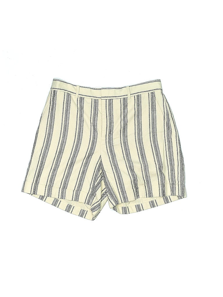 Lauren by Ralph Lauren Stripes Jacquard Fair Isle Chevron-herringbone Ivory Striped Linen Twill Shorts Size 4 - photo 1