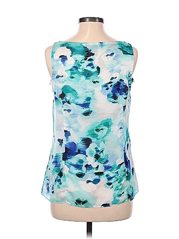 White House Black Market Floral Blue Sleeveless Top Size M (Petite) - 64%  off