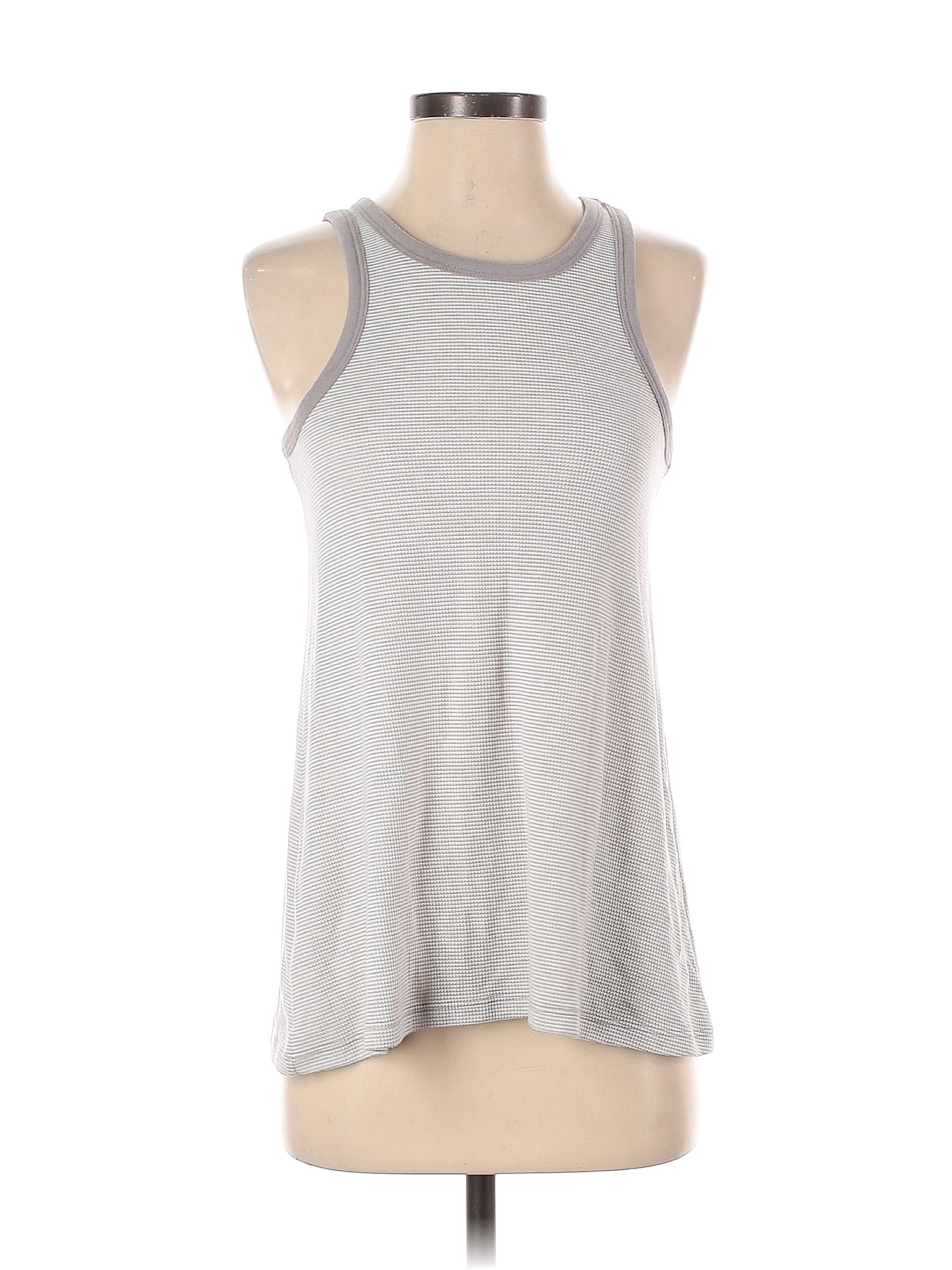 Yummie by Heather Thomson Color Block Stripes Gray Silver Tank Top
