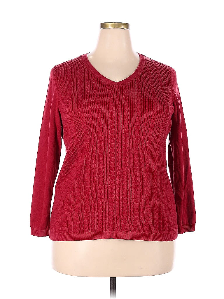 Talbots 100 Cotton Color Block Red Pullover Sweater Size 2x Plus