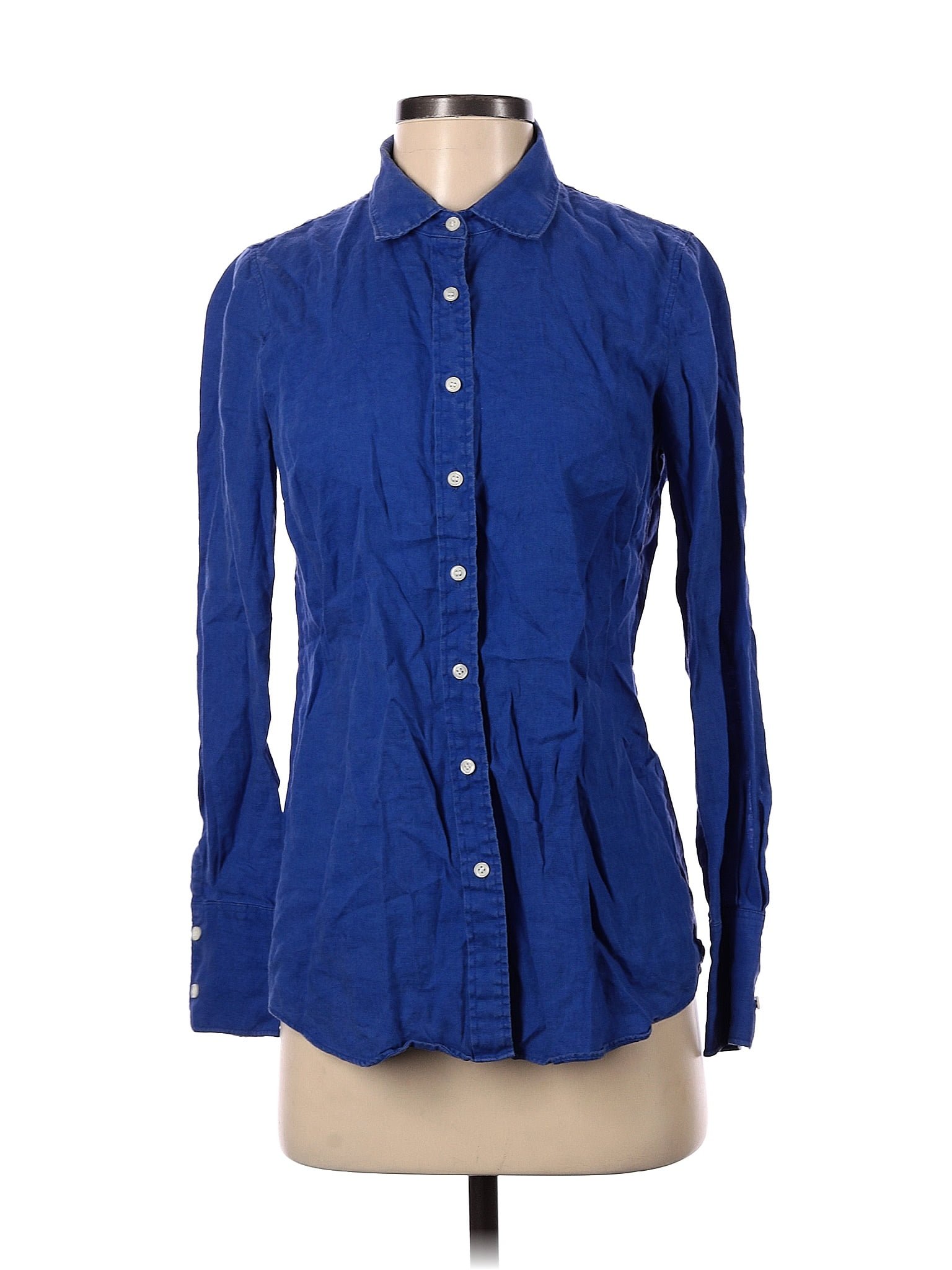 J.Crew 100% Linen Blue Long Sleeve Button-Down Shirt Size XS - 76% off ...