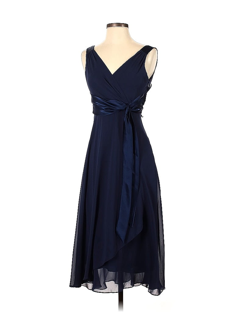 Evan Picone 100% Polyester Solid Navy Blue Cocktail Dress Size 4 - 71% ...