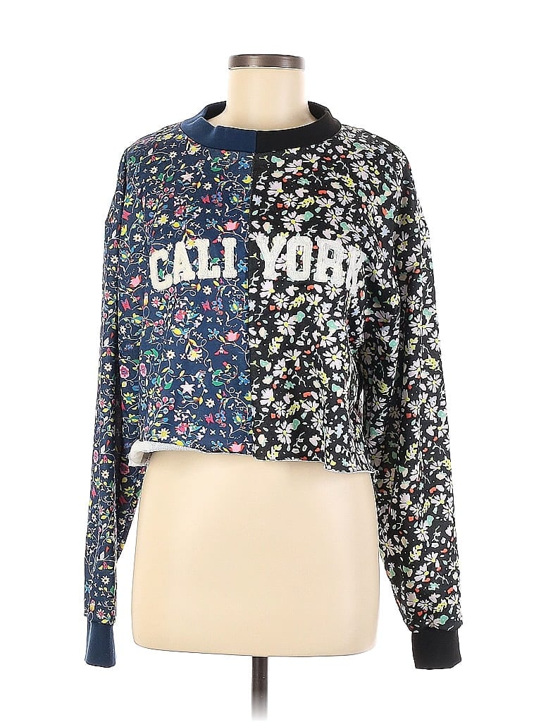 Cynthia Rowley X Bandier 100% Cotton Color Block Floral Graphic Blue  Sweatshirt Size M - 69% off