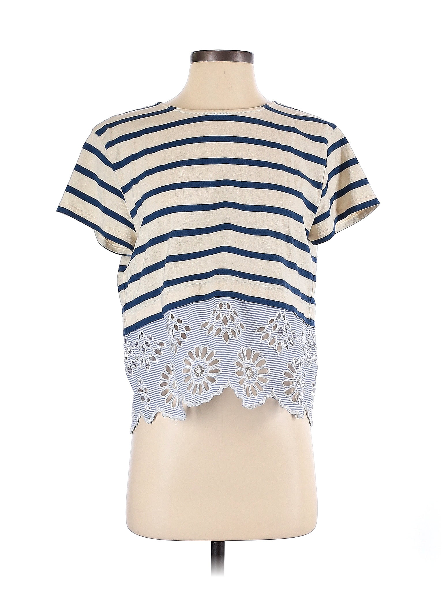 Sea New York Floral Stripes Ivory Short Sleeve Top Size S 73 off