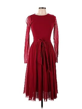 FUZZI Red Sheer Sleeve Midi Dress (view 1)