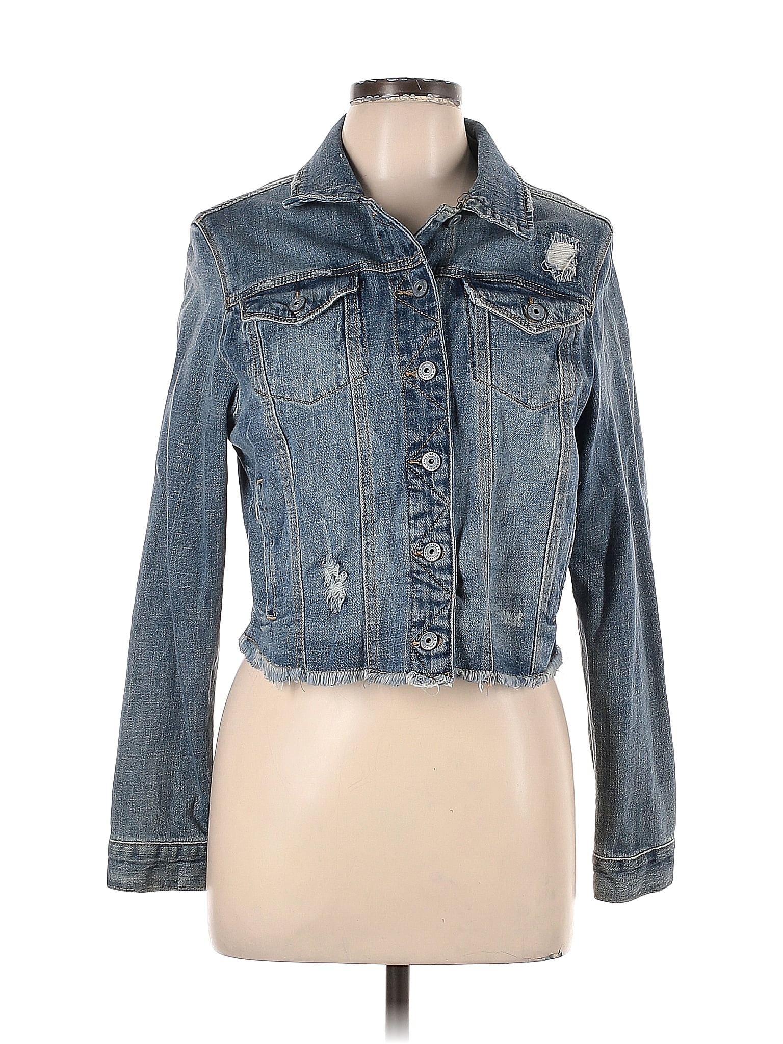 Vanilla Star Solid Blue Denim Jacket Size L 58 Off Thredup