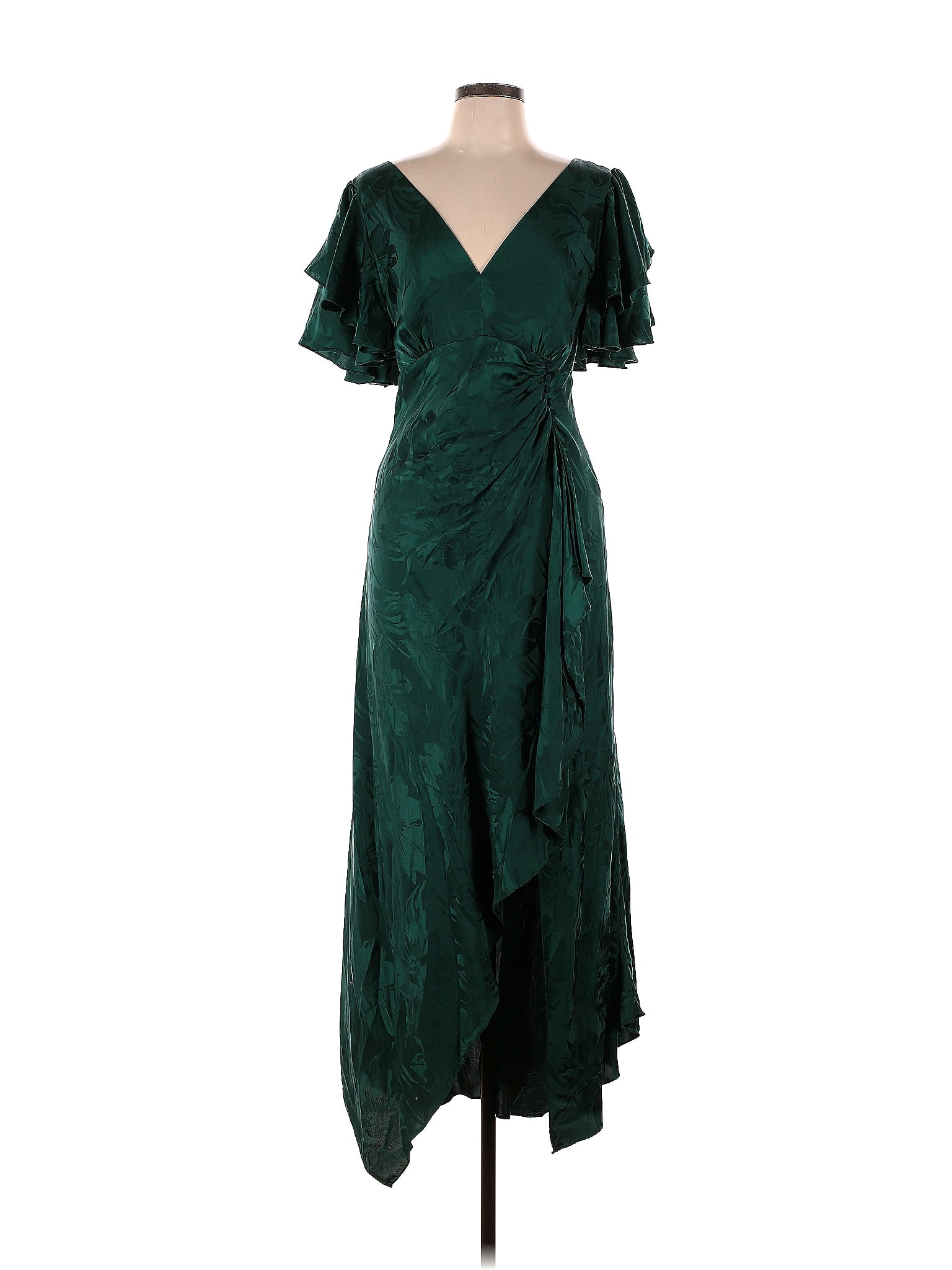 Tanya Taylor 100 Silk Solid Green Teal Green Silk Clementine Dress