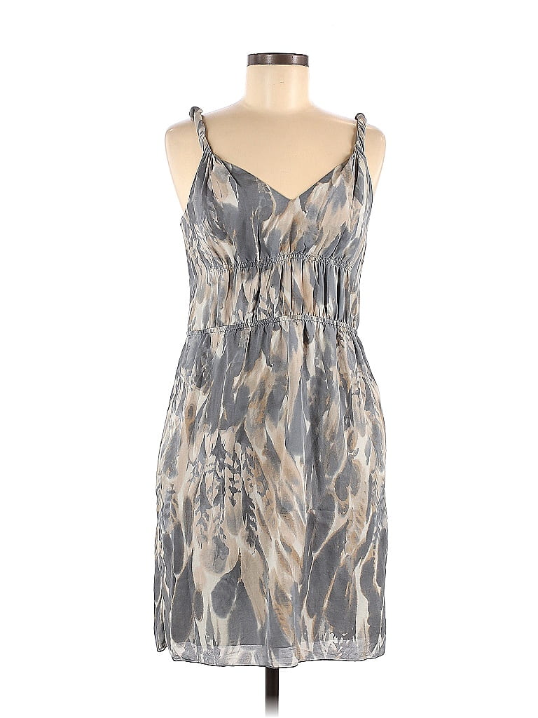 Banana Republic 100% Silk Snake Print Acid Wash Print Animal Print Camo Gray Casual Dress Size 6 - photo 1