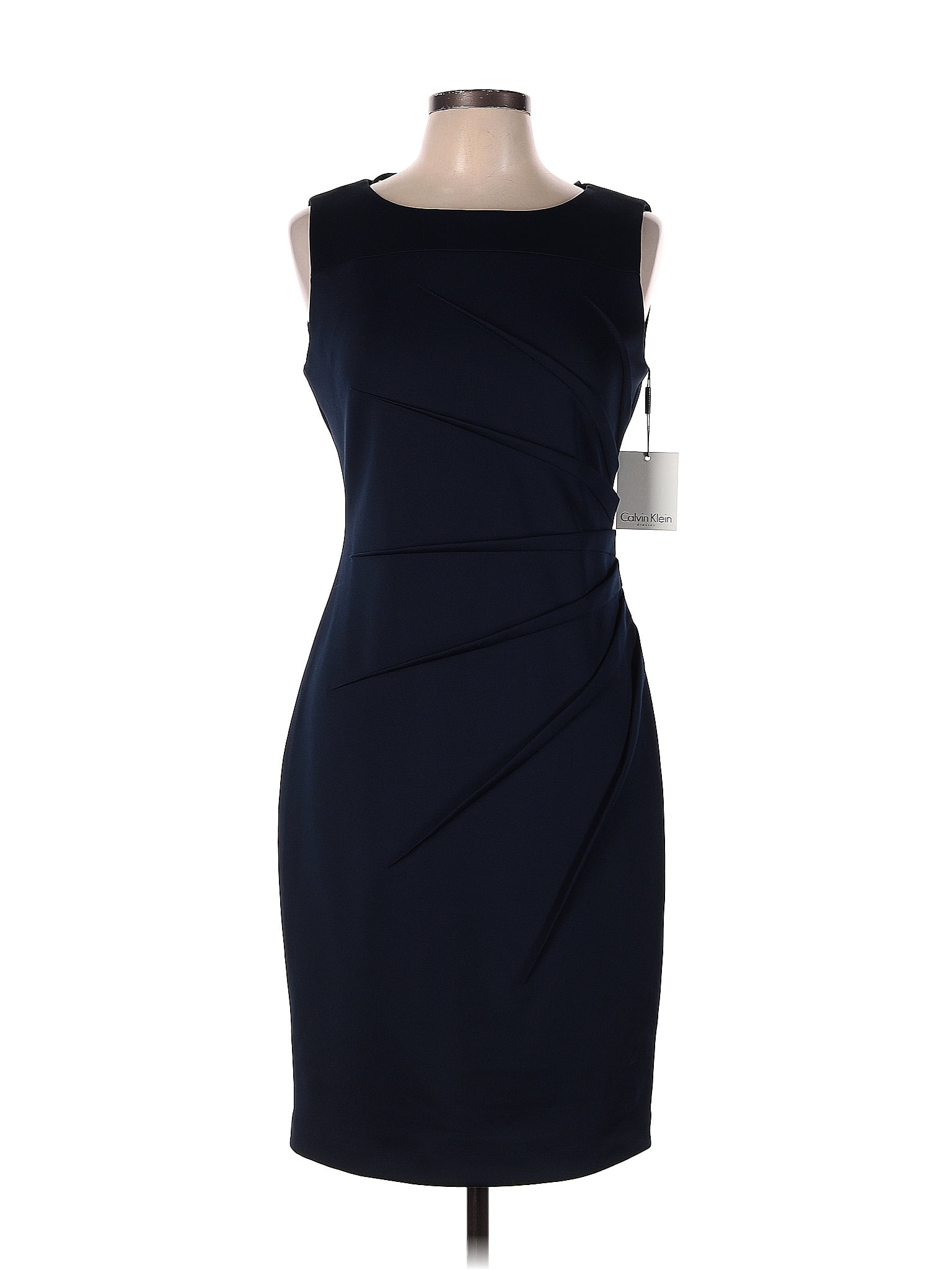 Calvin Klein Solid Navy Blue Casual Dress Size 10 69 Off Thredup