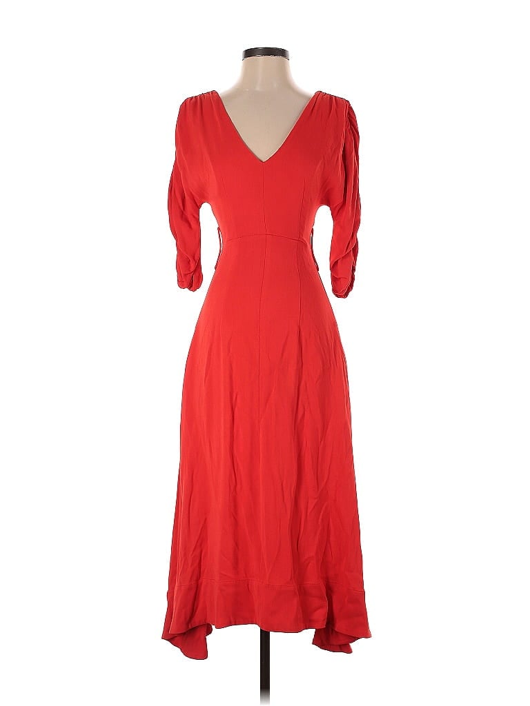 Nicholas Red Gathered Sleeve Dress Size 0 - photo 1