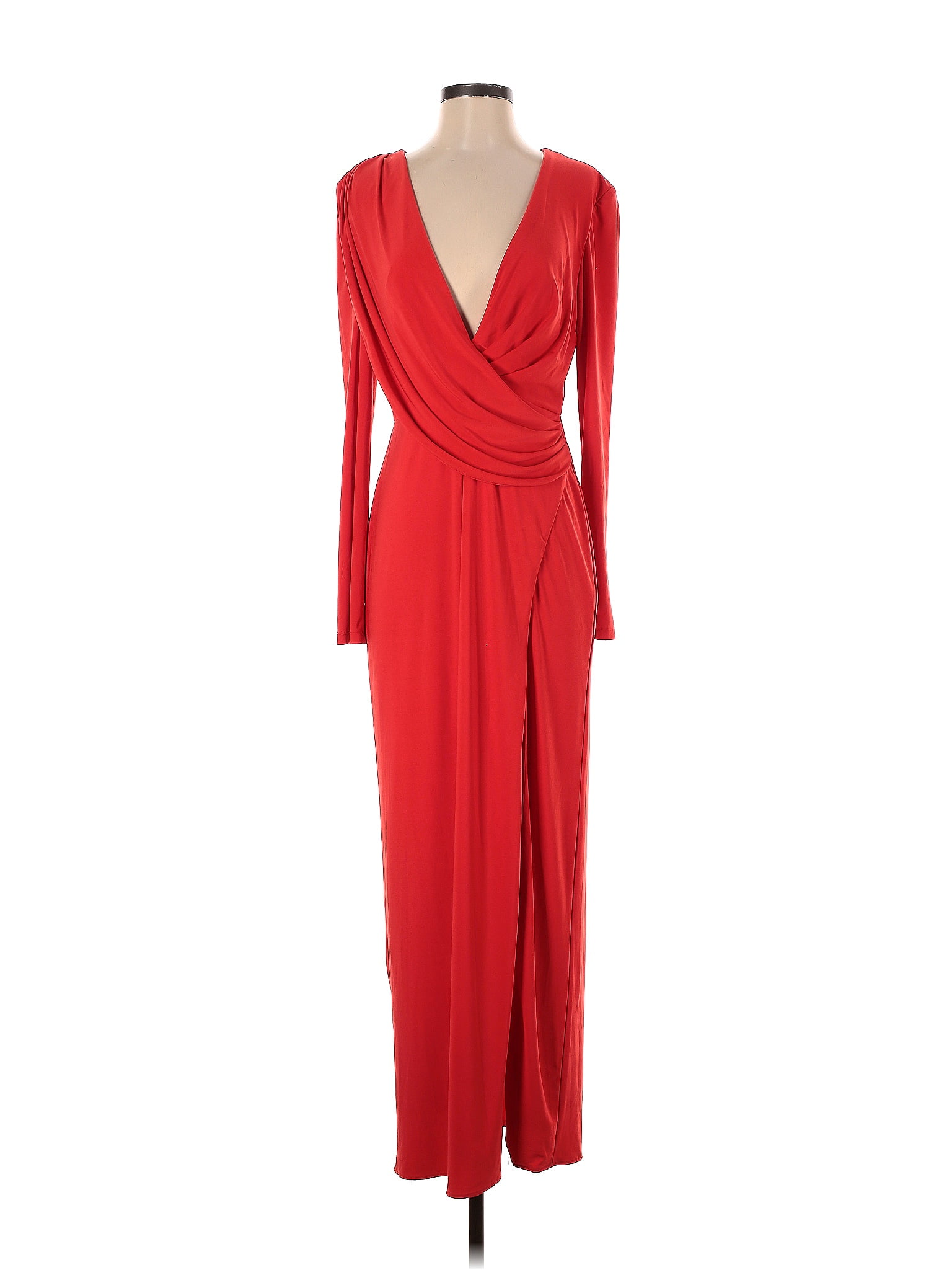 Aidan by Aidan Mattox Solid Red Plunge Neck Gown Size 8 74 off