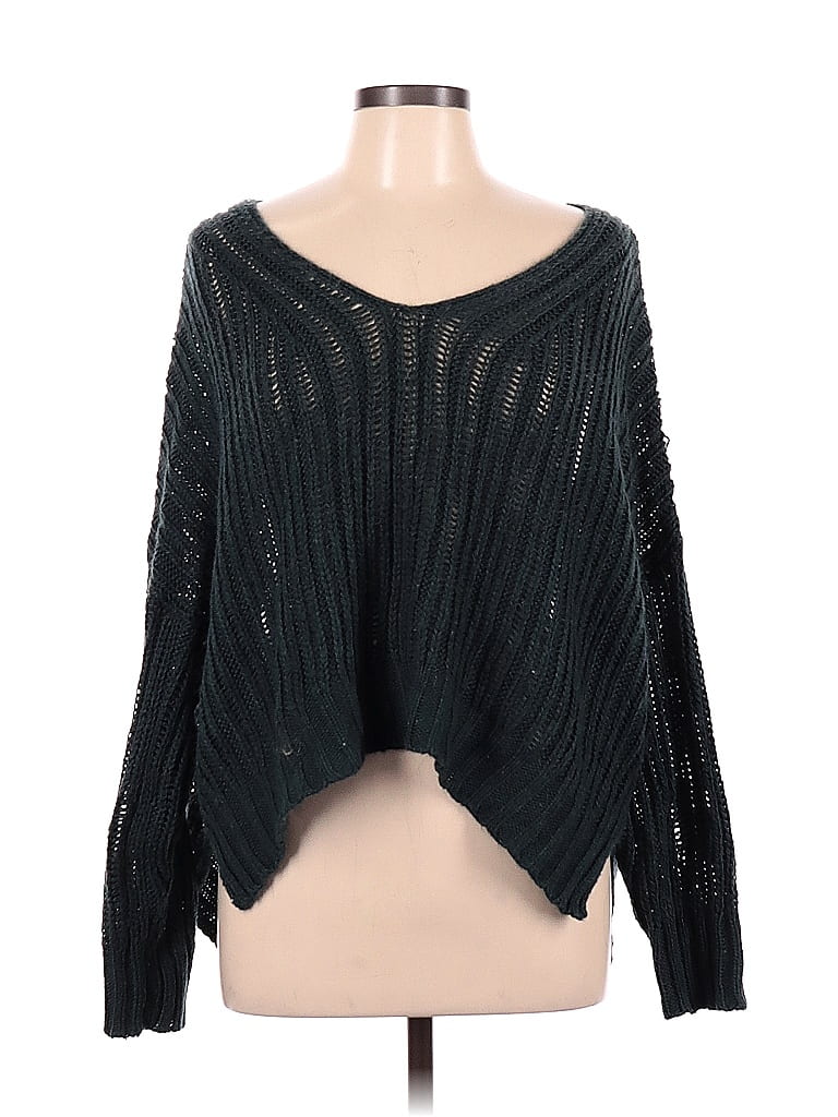 Grade & Gather Color Block Teal Black Pullover Sweater Size Med - Lg ...