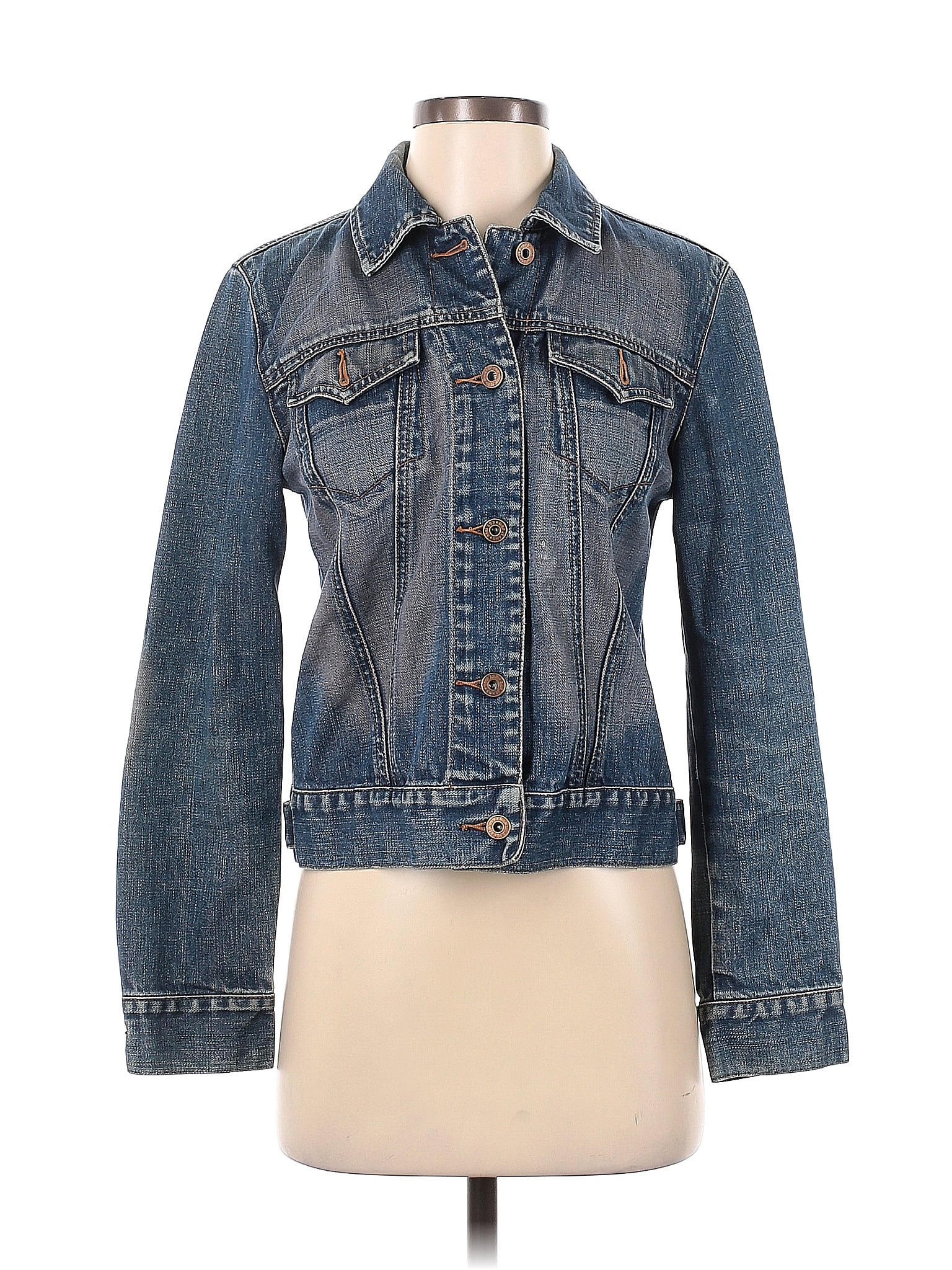 Gap 100 Cotton Solid Blue Denim Jacket Size S 71 Off Thredup