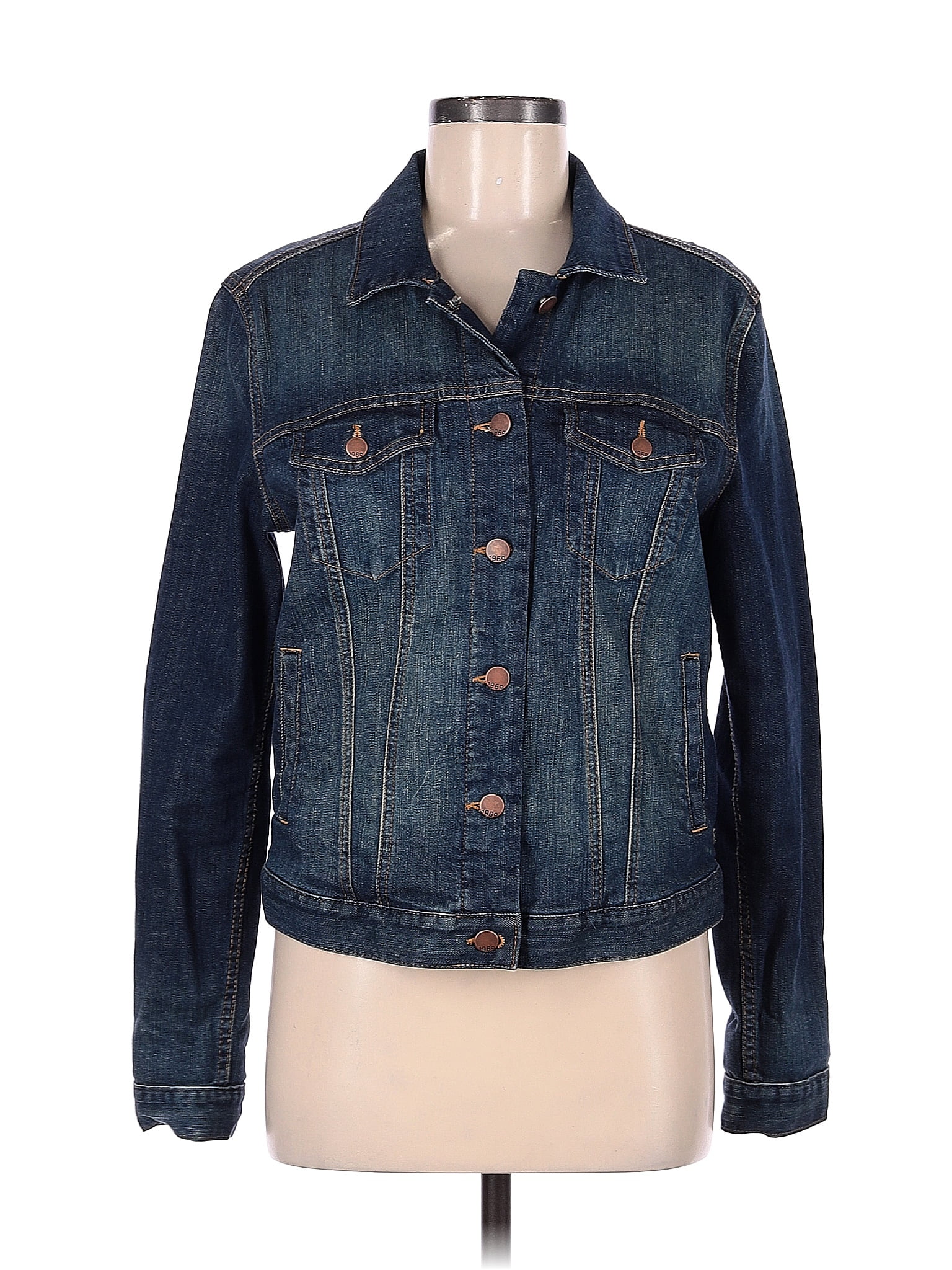 Gap Outlet Solid Blue Denim Jacket Size M 54 off thredUP