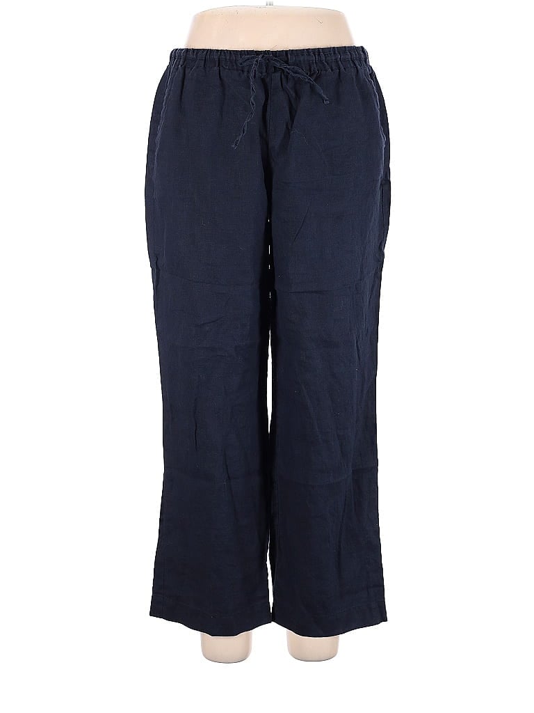 Charter Club 100% Linen Solid Navy Blue Linen Pants Size 14 - 65% off