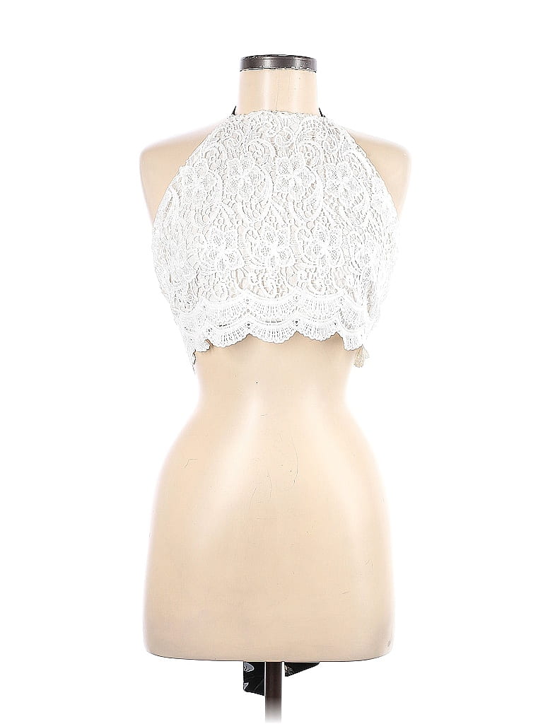 Haut Cache-cœur Métallique Doré/blanc Cache - Taille 4, Dos Nu, Bas Plissé, Neuf Avec étiquettes