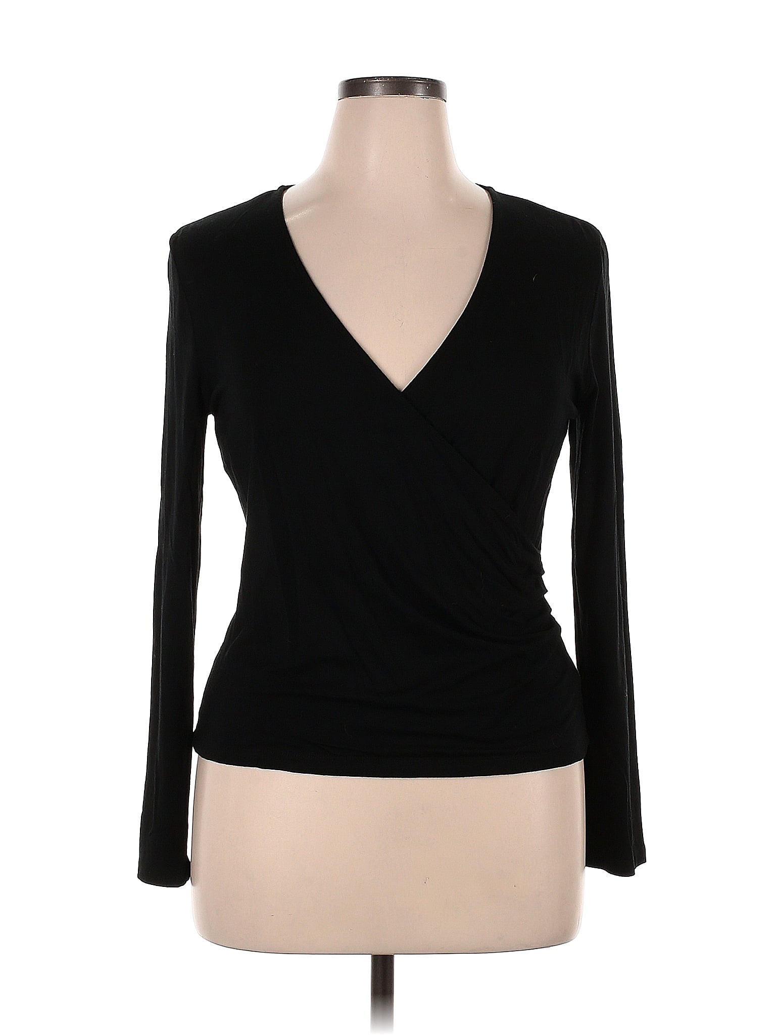 Lauren By Ralph Lauren Solid Black Long Sleeve Top Size Xl 57 Off