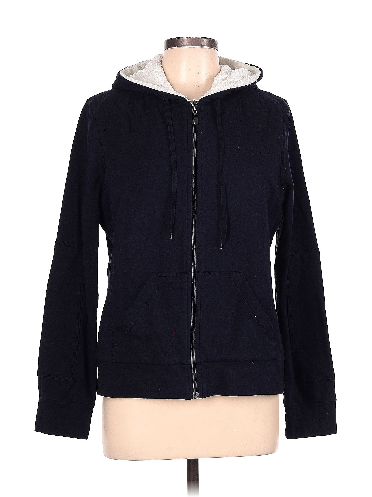 Talbots Solid Navy Blue Zip Up Hoodie Size L - 75% off | thredUP