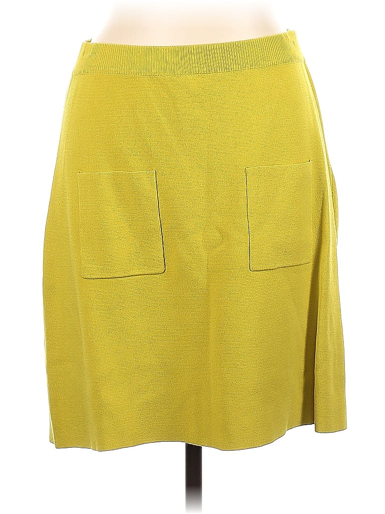 Flat White Solid Yellow Casual Skirt Size L - 66% off | ThredUp