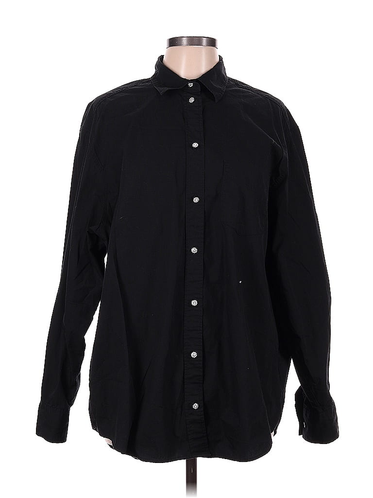 Gap 100 Cotton Black Long Sleeve Button Down Shirt Size M Tall 64