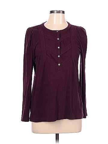 Ann Taylor Loft Women's Burgundy Plum Long Sleeve Top Shirt Blouse