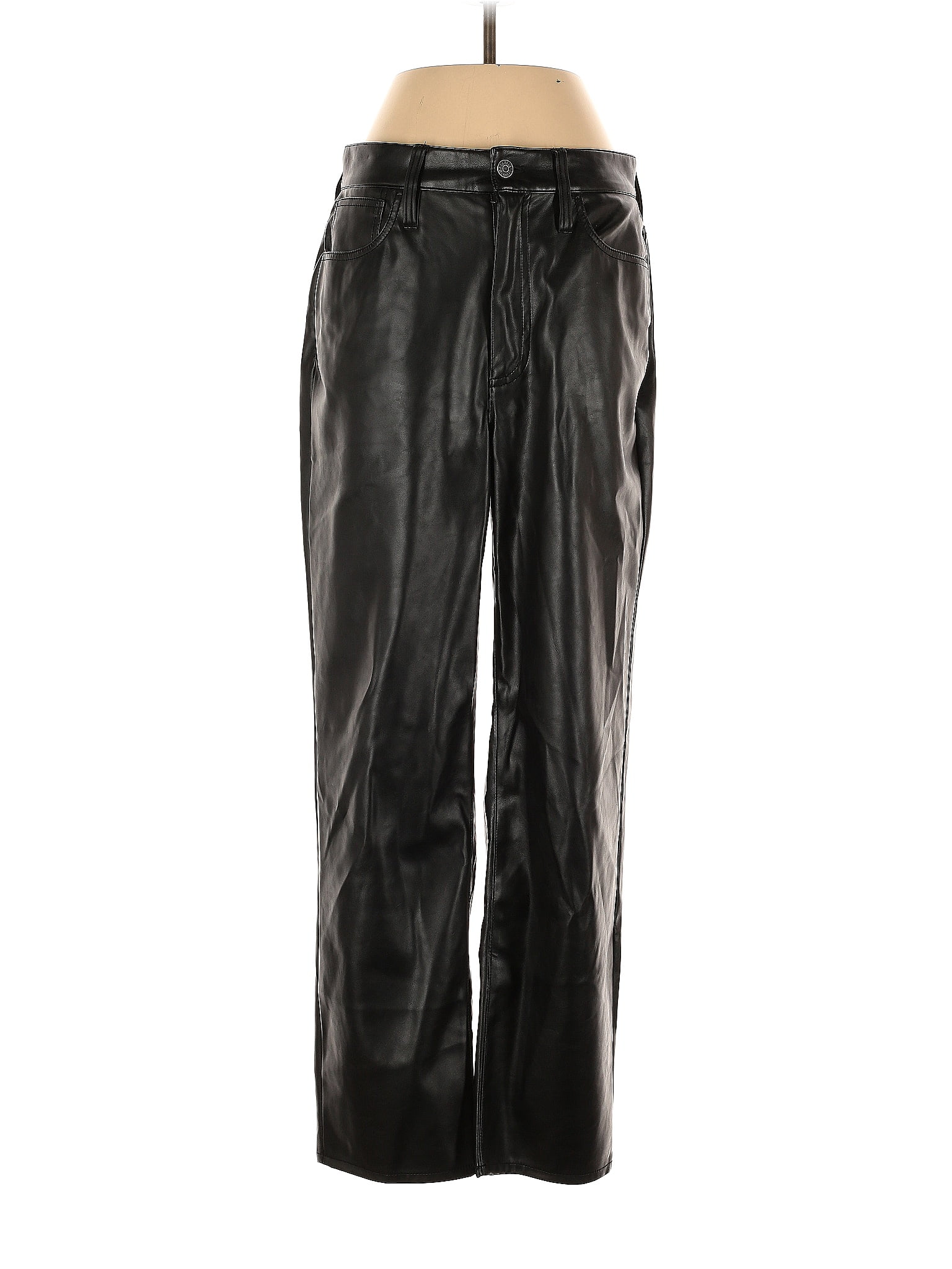 Madewell 100 Polyurethane Solid Black Faux Leather Pants 27 Waist 69 off thredUP