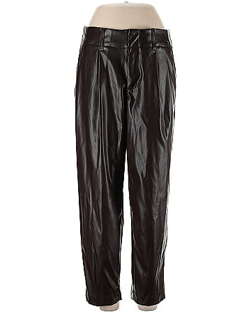 A New Day 100% Polyester Solid Black Faux Leather Pants Size 10 - 55% off