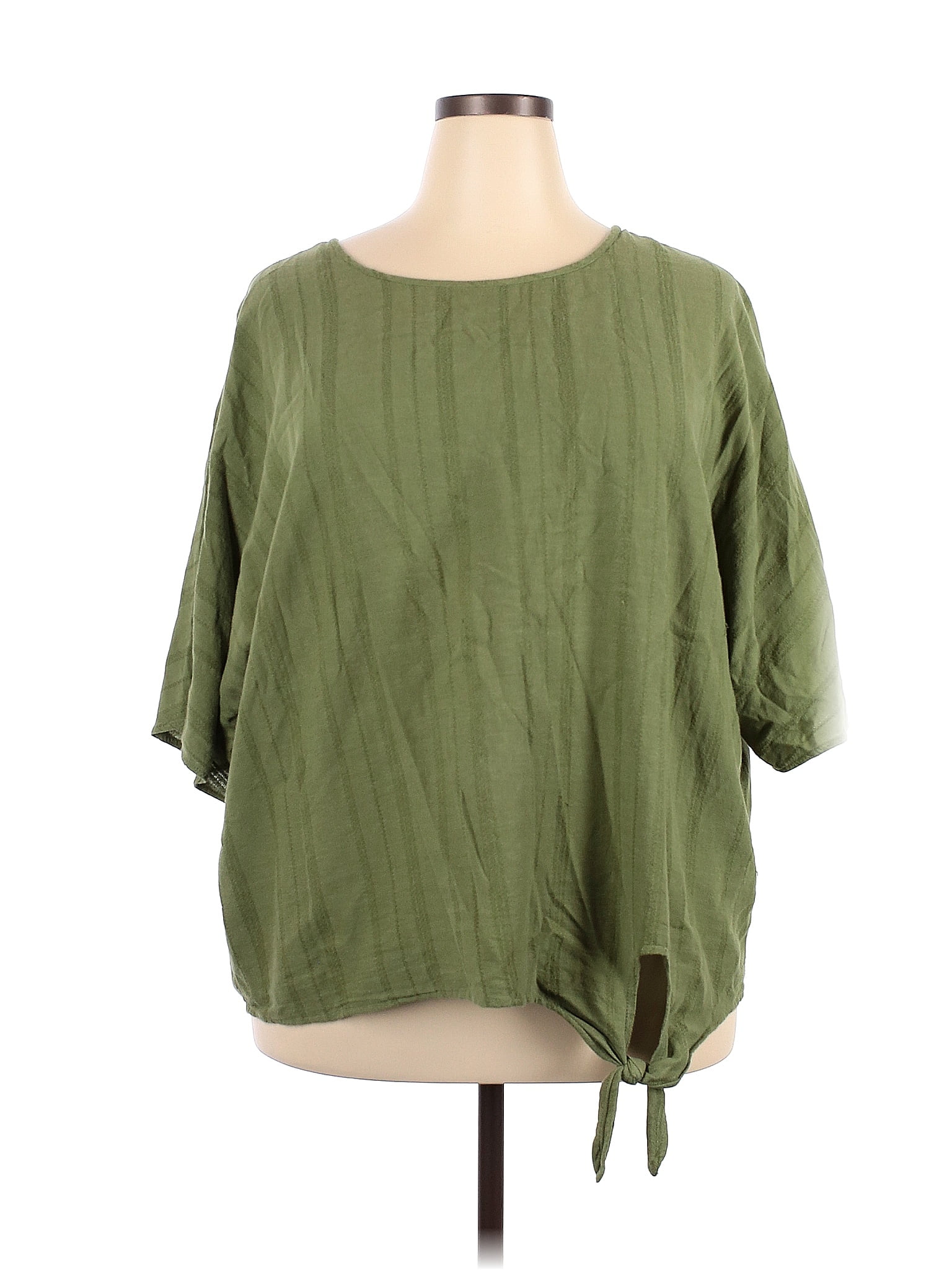 Walmart Solid Green Short Sleeve Blouse Size 20 (Plus) - 42% off | ThredUp