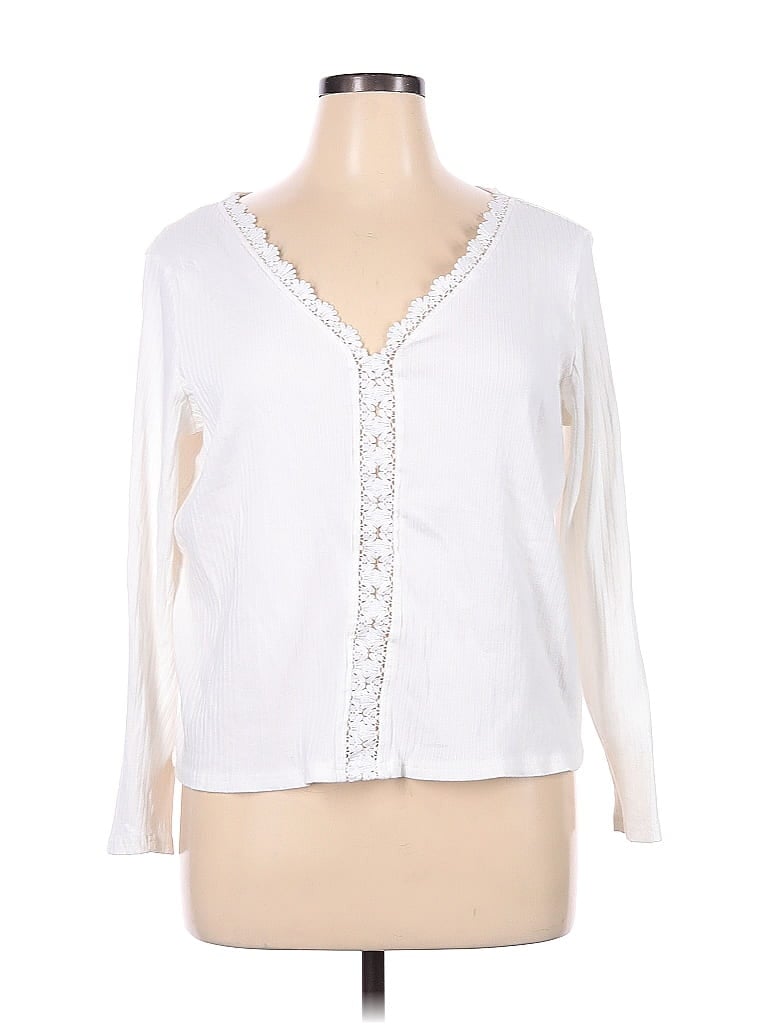 Shein Solid White Long Sleeve Top Size 1X (Plus) - 45% off | thredUP