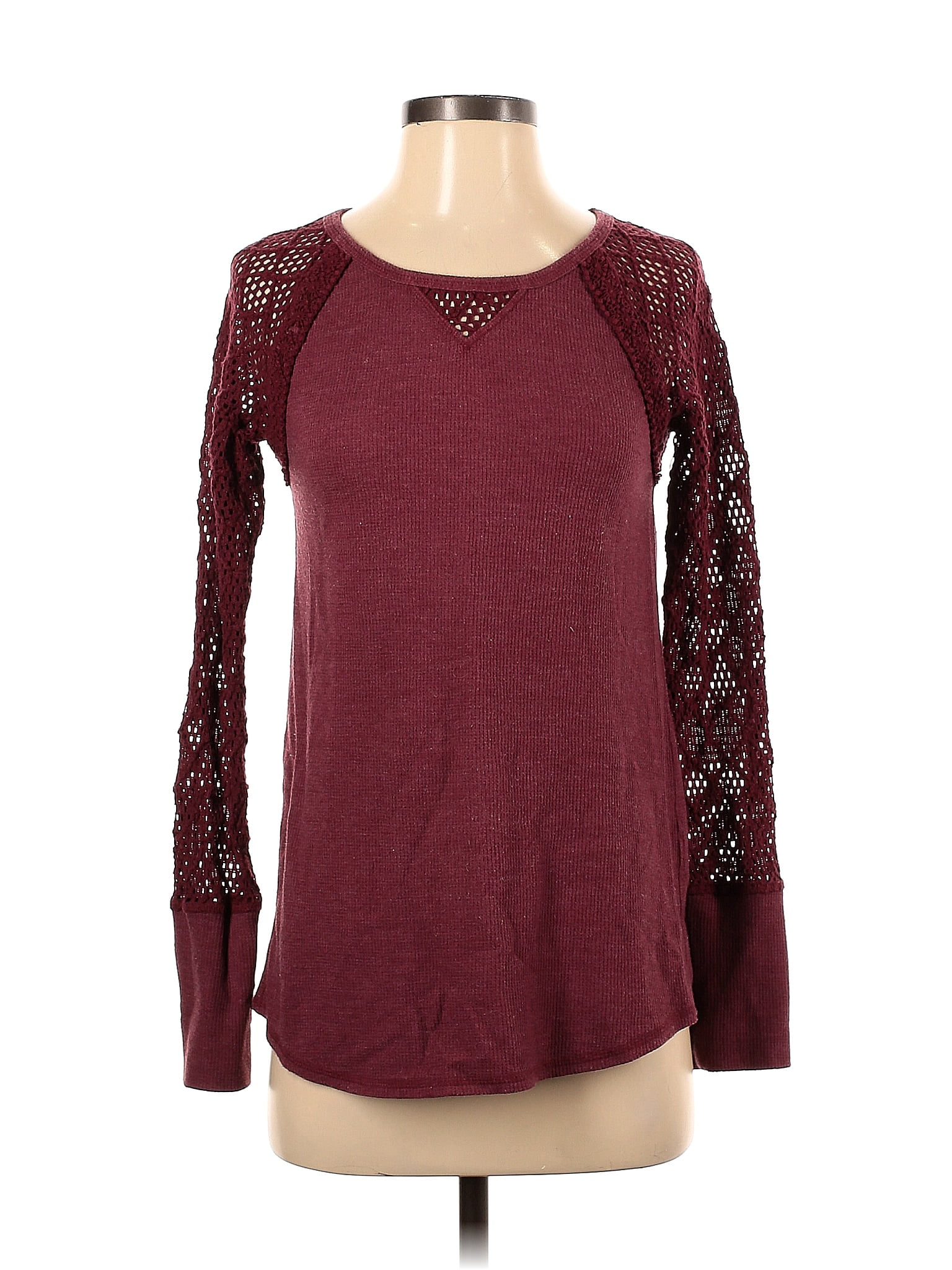 Lucky Brand Maroon Burgundy Long Sleeve Top Size S - 76% off