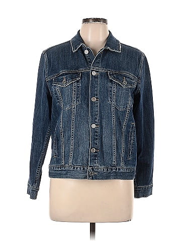 Lucky Brand Solid Blue Denim Jacket Size L - 71% off