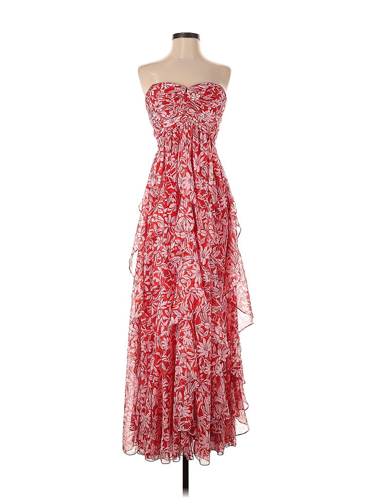 Badgley Mischka 100% Polyester Floral Multi Color Red Red Floral Maxi ...