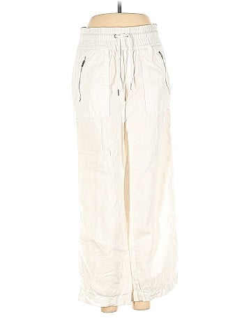Athleta 100% Linen Solid White Ivory Casual Pants Size 0 (Petite