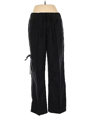 Soft Surroundings Solid Black Linen Pants Size M (Petite) - 70