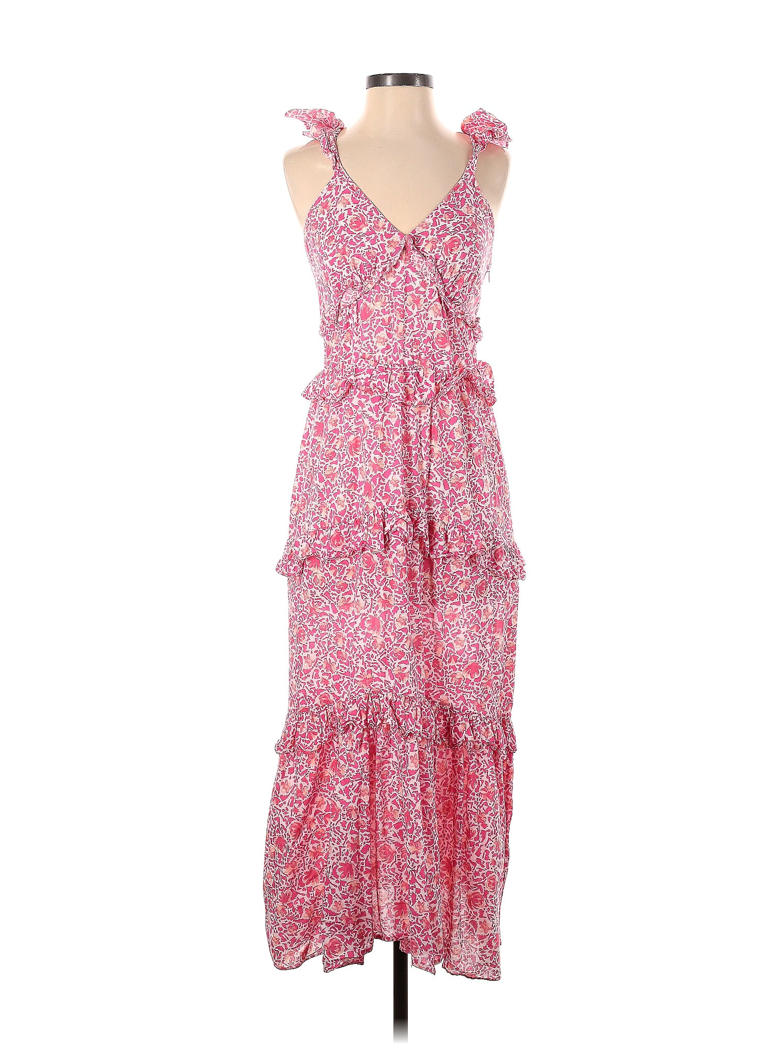 Misa Los Angeles Blush Pink Draped Midi Dress Size S
