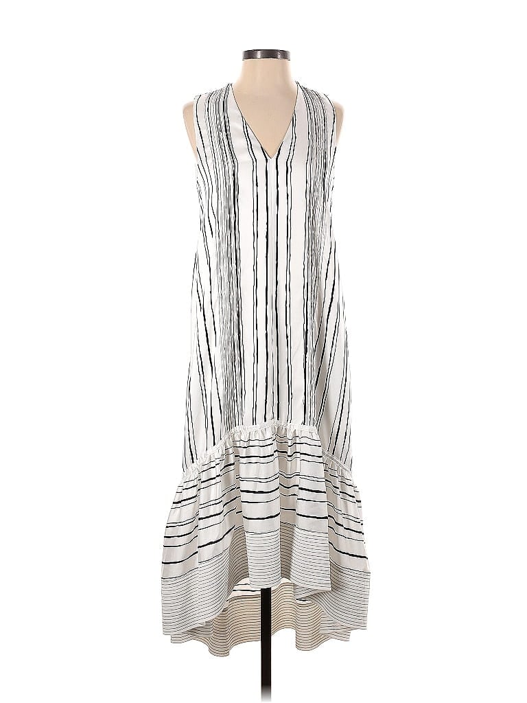 3.1 Phillip Lim 100% Polyester Stripes Gray High-Low Painted Dress Size 2 - photo 1