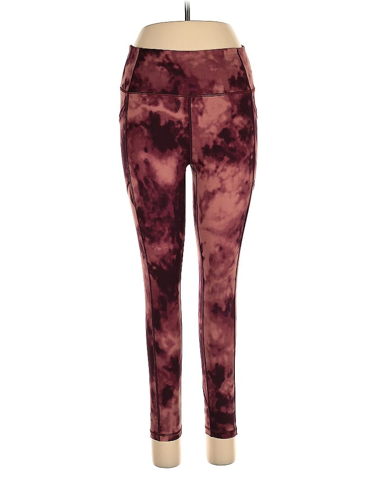 Victoria's Secret Acid Wash Print Ombre Tie-dye Burgundy Active Pants Size 10 - photo 1