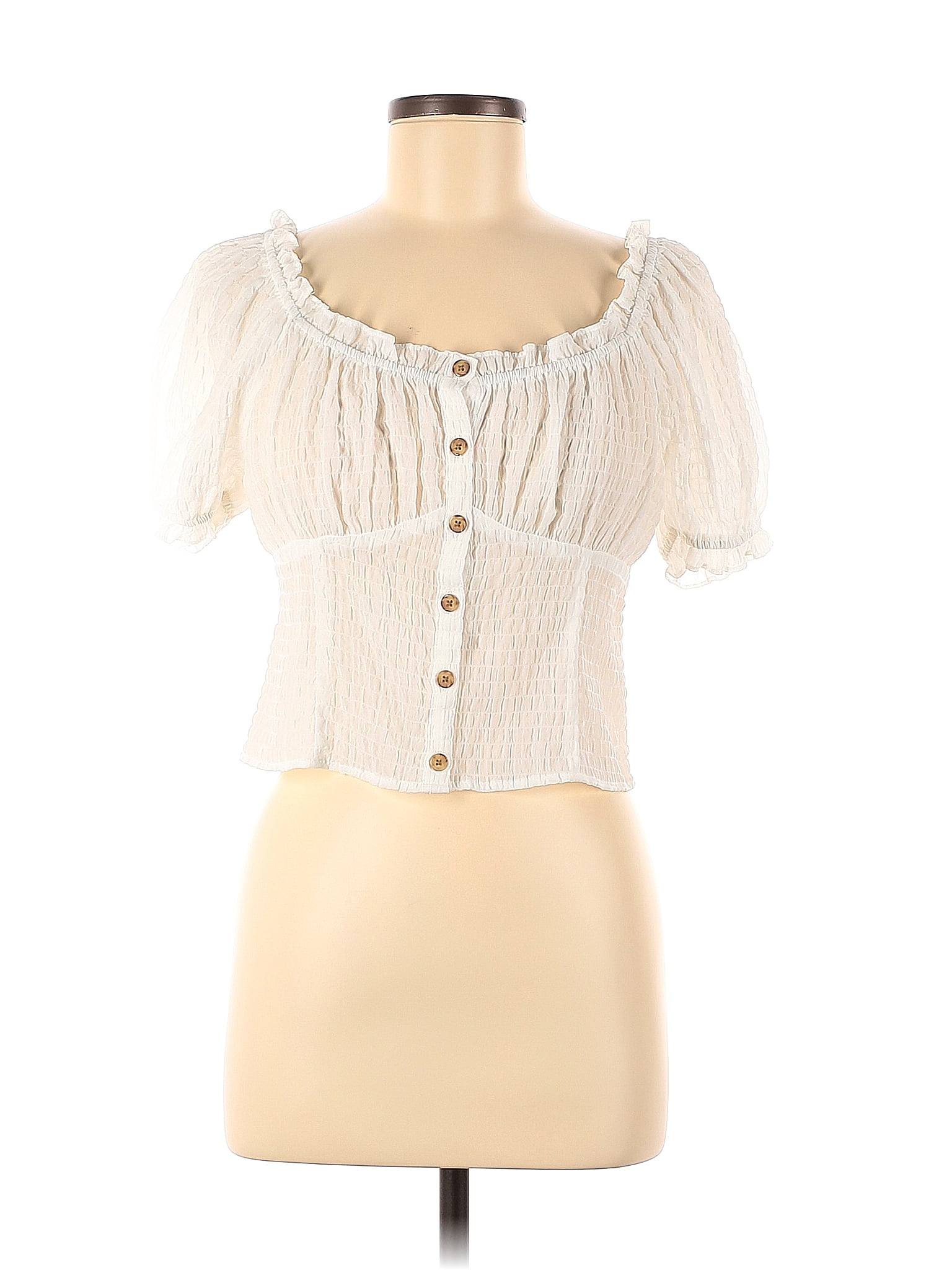 Louna 100% Polyester Ivory Sheer White Peasant Blouse Size M - 71% off ...