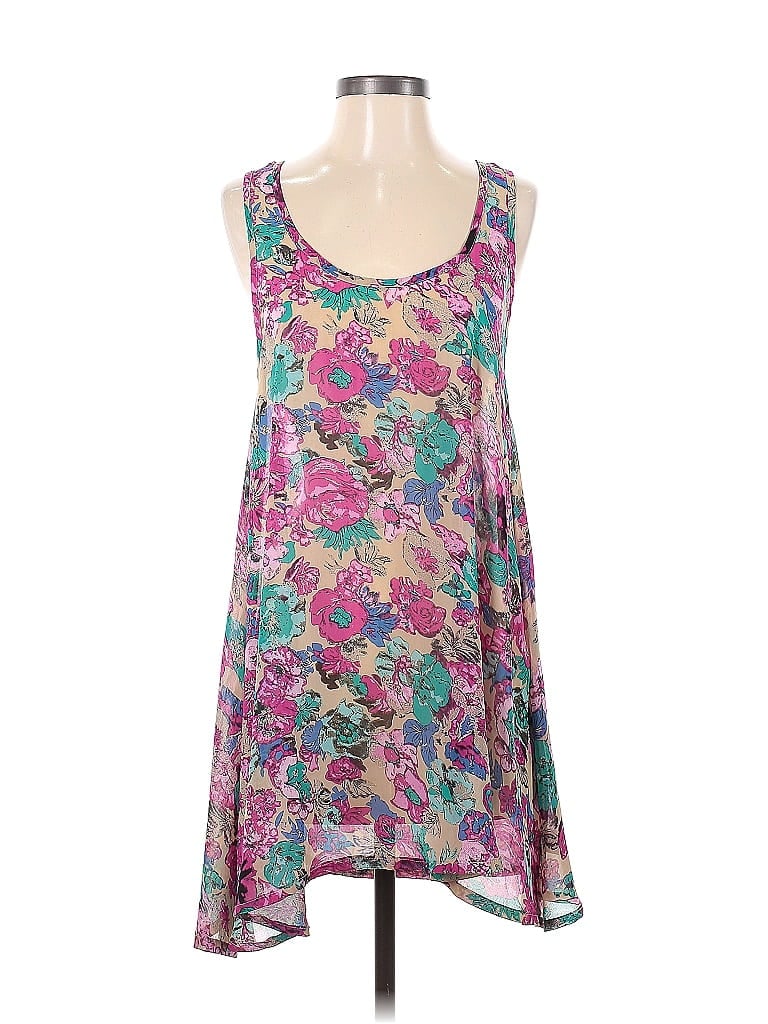 Millau 100% Polyester Floral Floral Motif Paisley Paint Splatter Print Purple Casual Dress Size S - photo 1