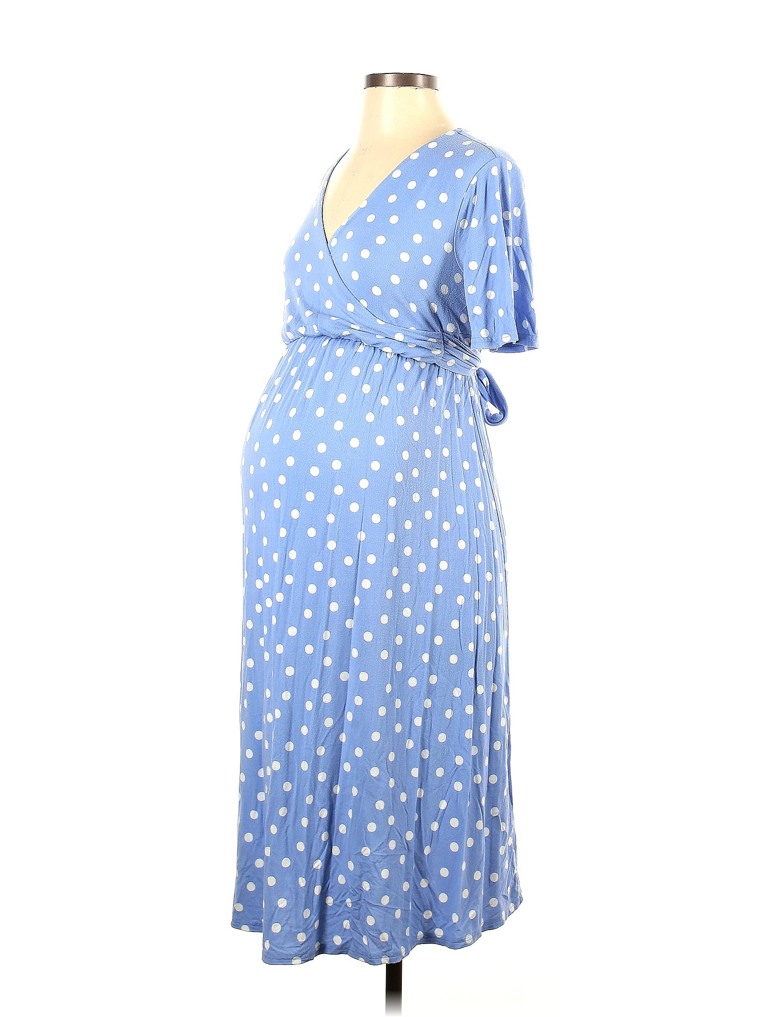 Baby Blue Polka Dot Maternity Dress