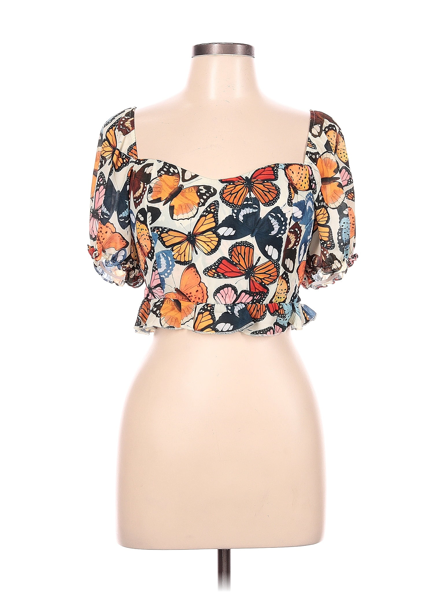 Show Me Your Mumu 100% Cotton Floral Multi Color Orange Short Sleeve ...