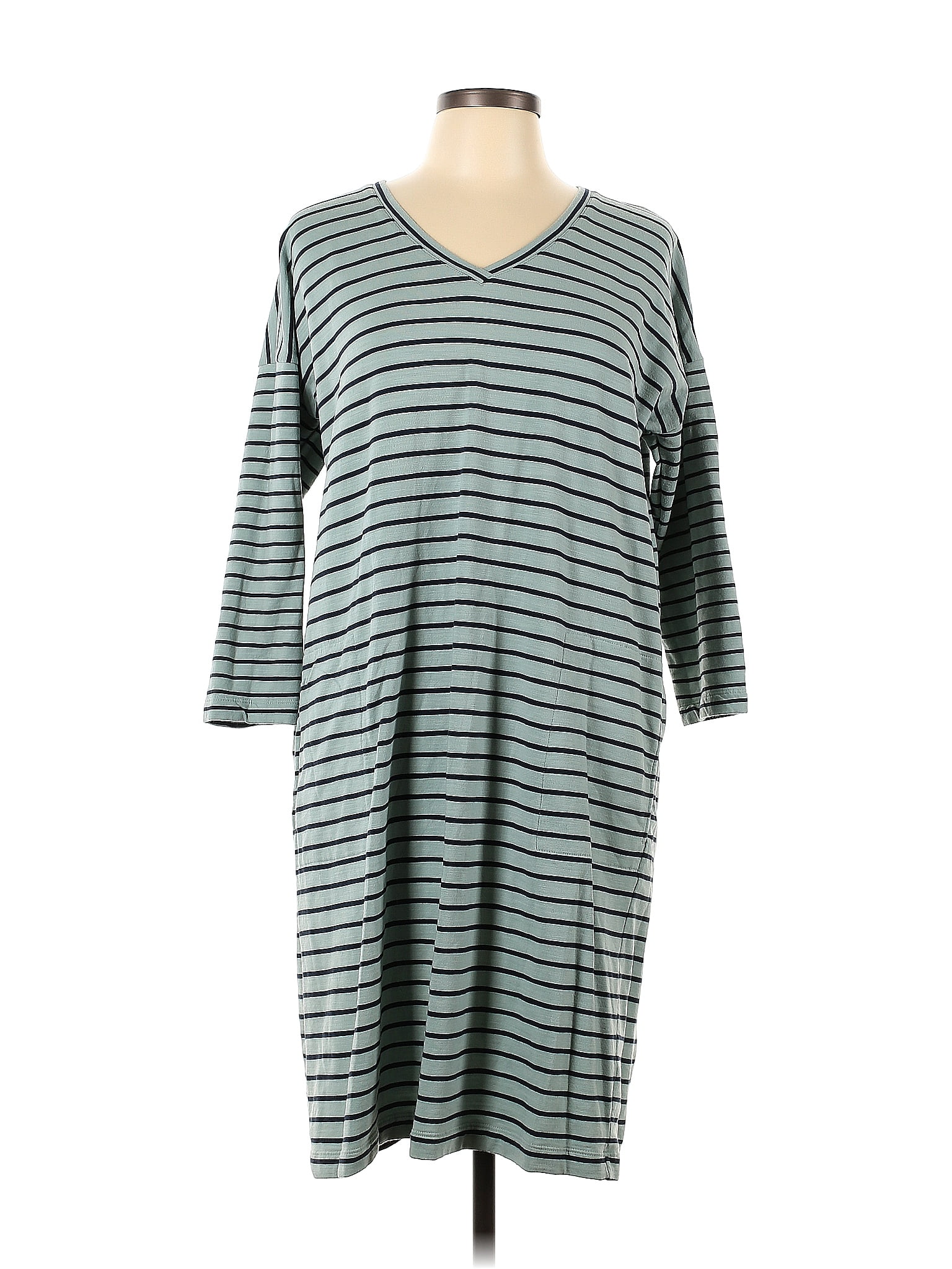 J.Jill Color Block Stripes Multi Color Gray Casual Dress Size L (Tall ...