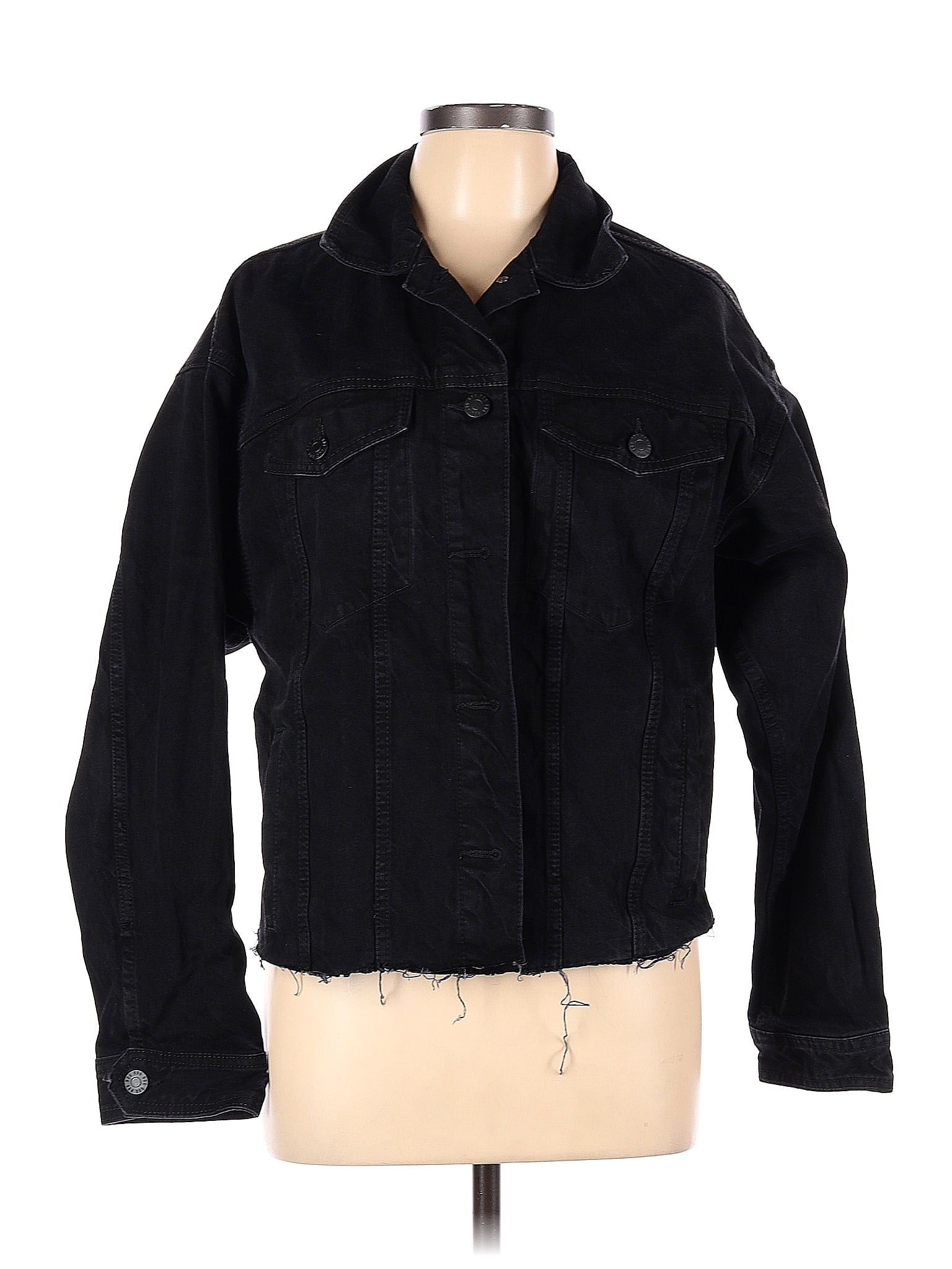 Bdg 100 Cotton Solid Black Denim Jacket Size M 54 Off Thredup