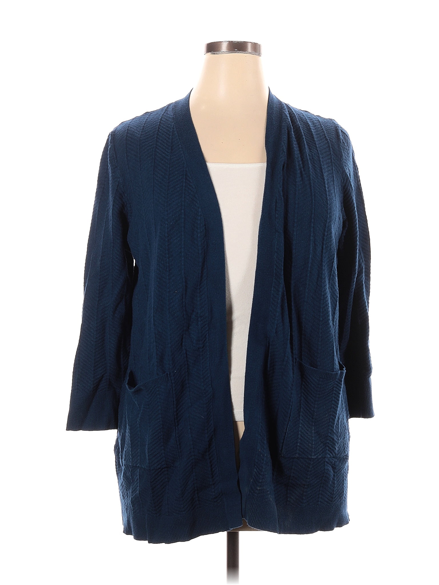 Love Ellie Color Block Solid Blue Cardigan Size 1x Plus 68 Off