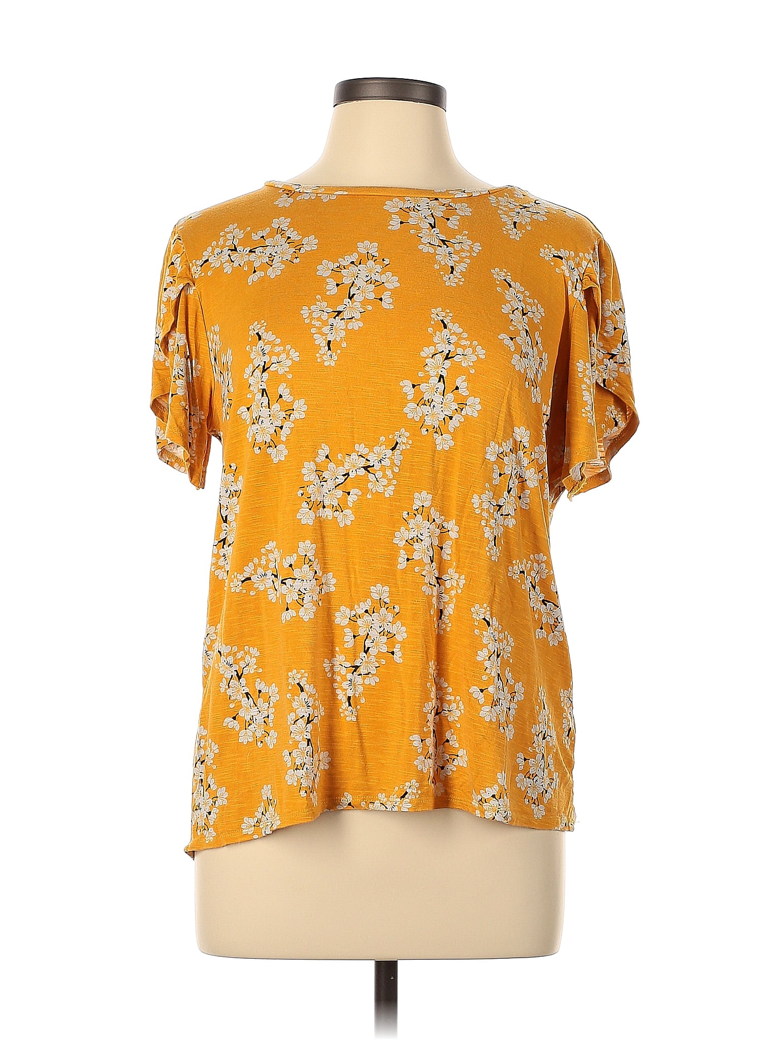 Lularoe Floral Yellow Short Sleeve T-Shirt Size L - 36% off | thredUP