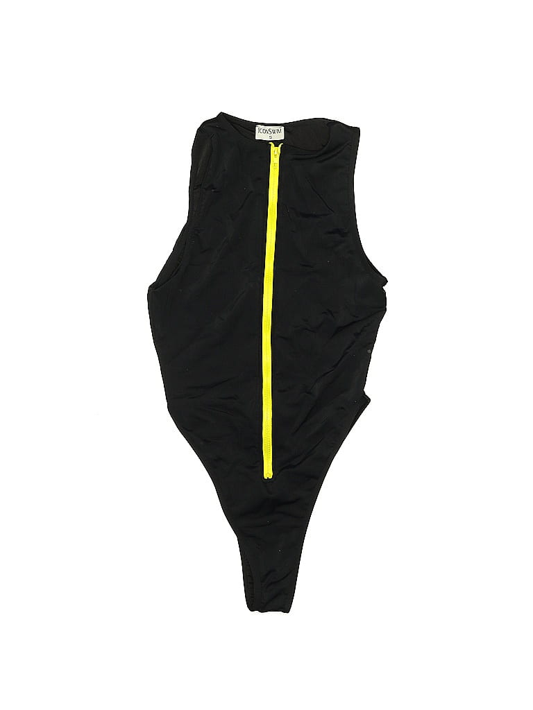 Icon Swim Solid Black One Piece Swimsuit Size S 60 off thredUP