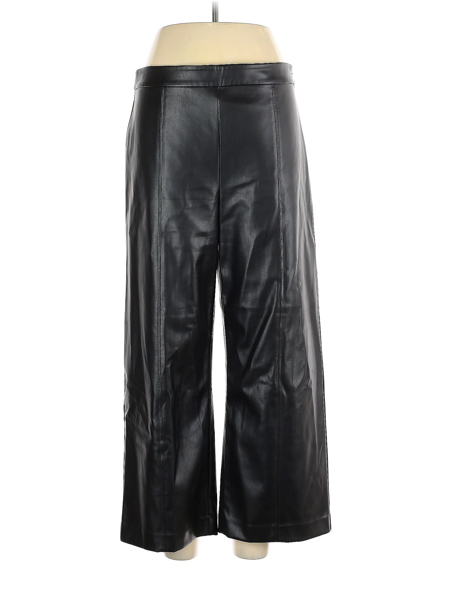 Ann Taylor 100% Polyester Solid Black Faux Leather Pants Size 10 - 73% ...